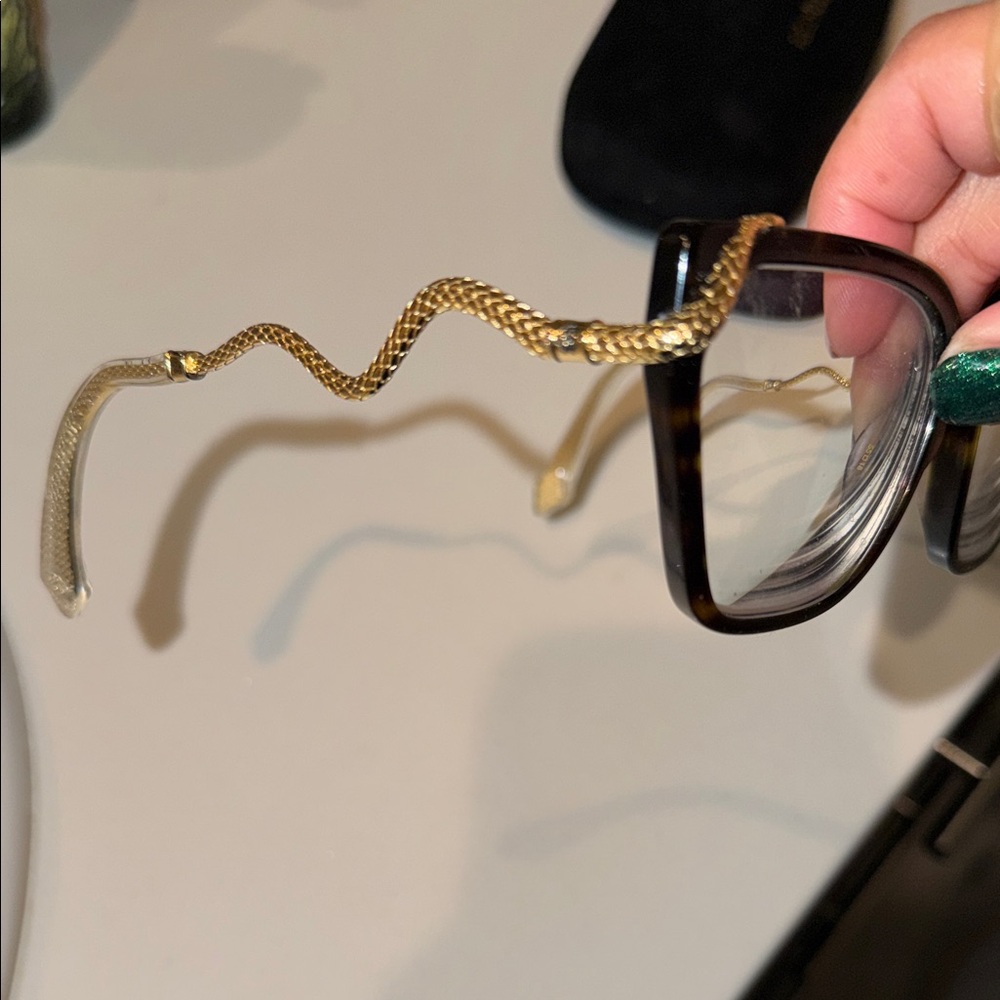 Roberto Cavalli Black and Gold Geometric Eyeglasses - Picture 7 of 9
